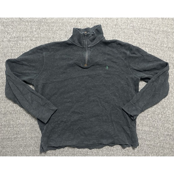 Polo Ralph Lauren 1/4 Zip Cotton Knit Sweater Mens L Black Long Sleeve Pullover - Picture 2 of 7